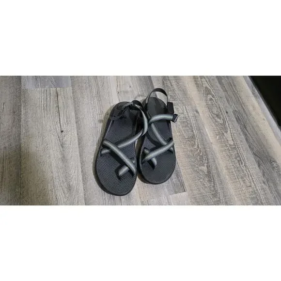 Chacos Mens Z1 Outdoor Sandal Adjustable Double Strapped Gray/Lime Green 13 - Picture 9 of 11